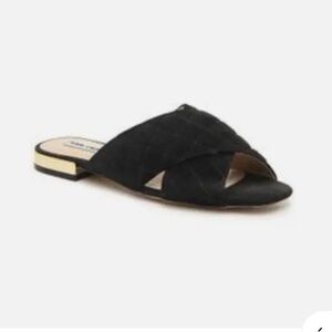 Karl Lagerfeld | Paris Rae Black Leather Quilted Criss Cross Sandals | Size 7